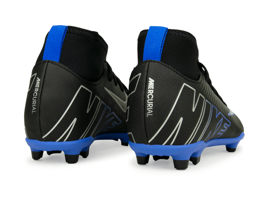 Nike Kids Zoom Mercurial Superfly 9 Club FG/MG Black/Blue Rear