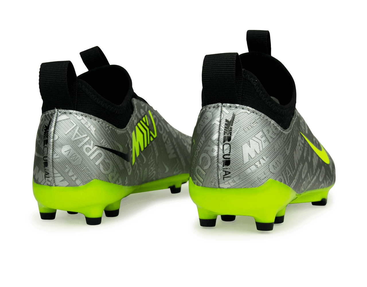 Nike Kids Zoom Mercurial Vapor 15 Academy FG/MG Silver/Volt Rear