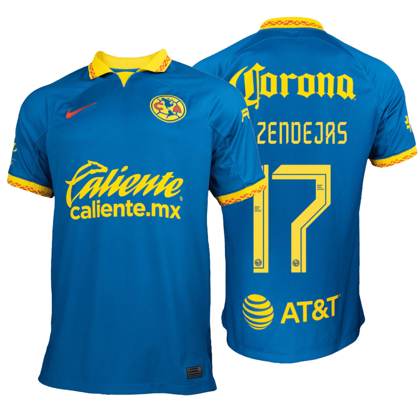 Nike Men's Club America 2023/24 Away Jersey w/ A.Zendejas #17 Printing Both