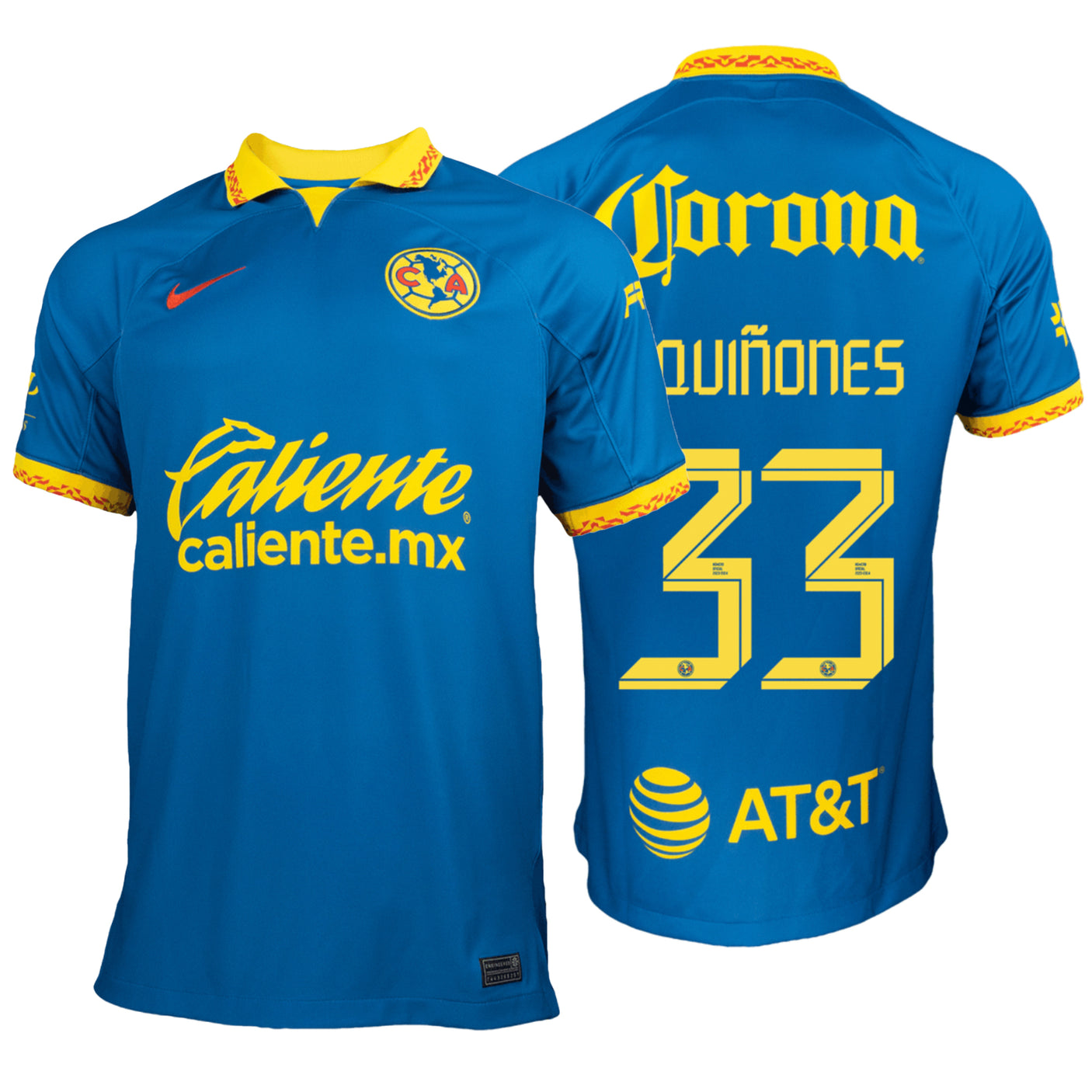 Nike Men's Club America 2023/24 Away Jersey w/ J.Quinones #33 Printing Both