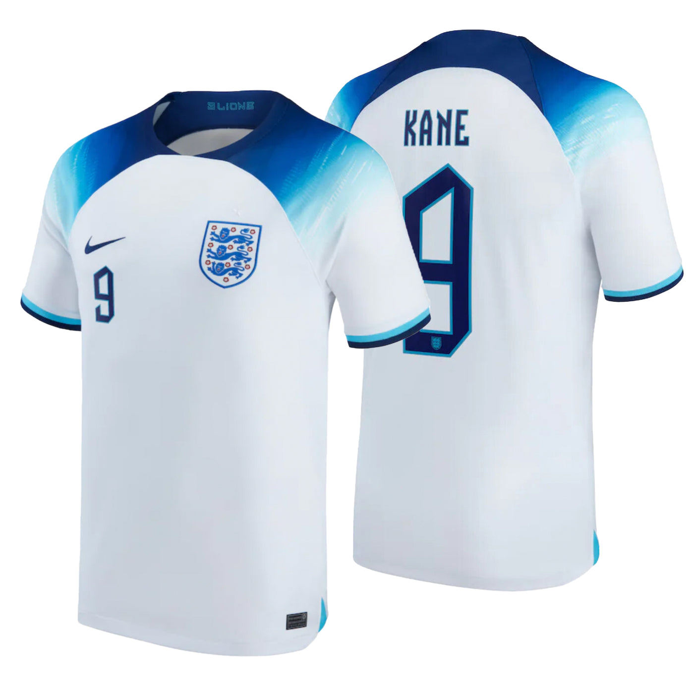 Nike Men's England 2022/23 Home Jersey w/ Kane #9 Printing Both