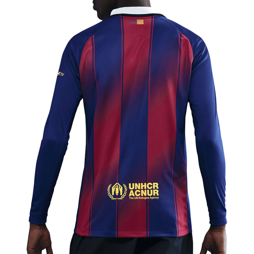 Nike Men's FC Barcelona Long Sleeve 2025/26 Home Jersey Royal Blue/Red Back