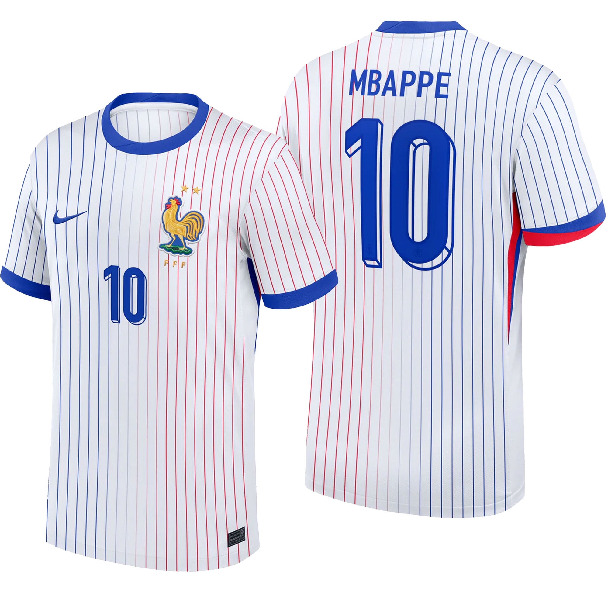 Nike France Men's Away Stadium 2024/25 Soccer Jersey w/ Mbappe #10
