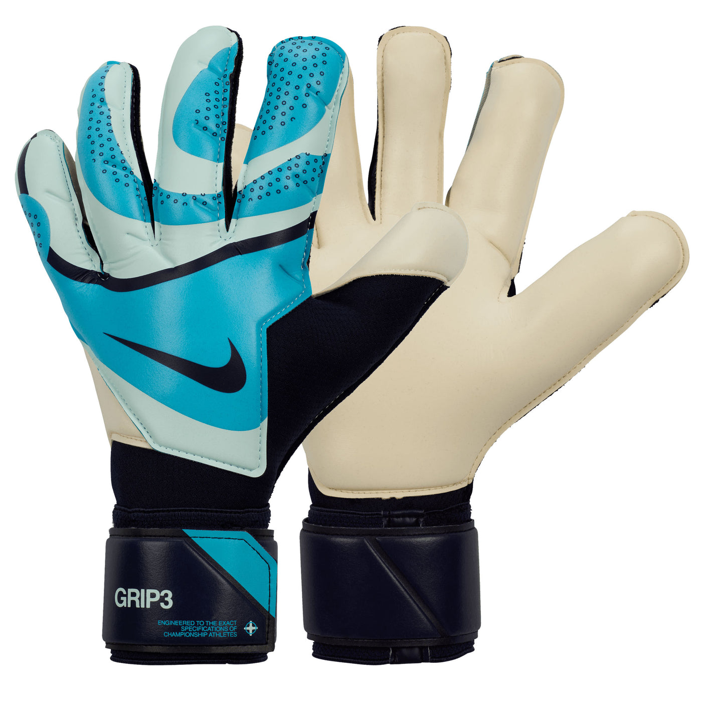 Nike Men's Grip 3 Goalkeeper Gloves Glacier Blue/Blackened Blue Both