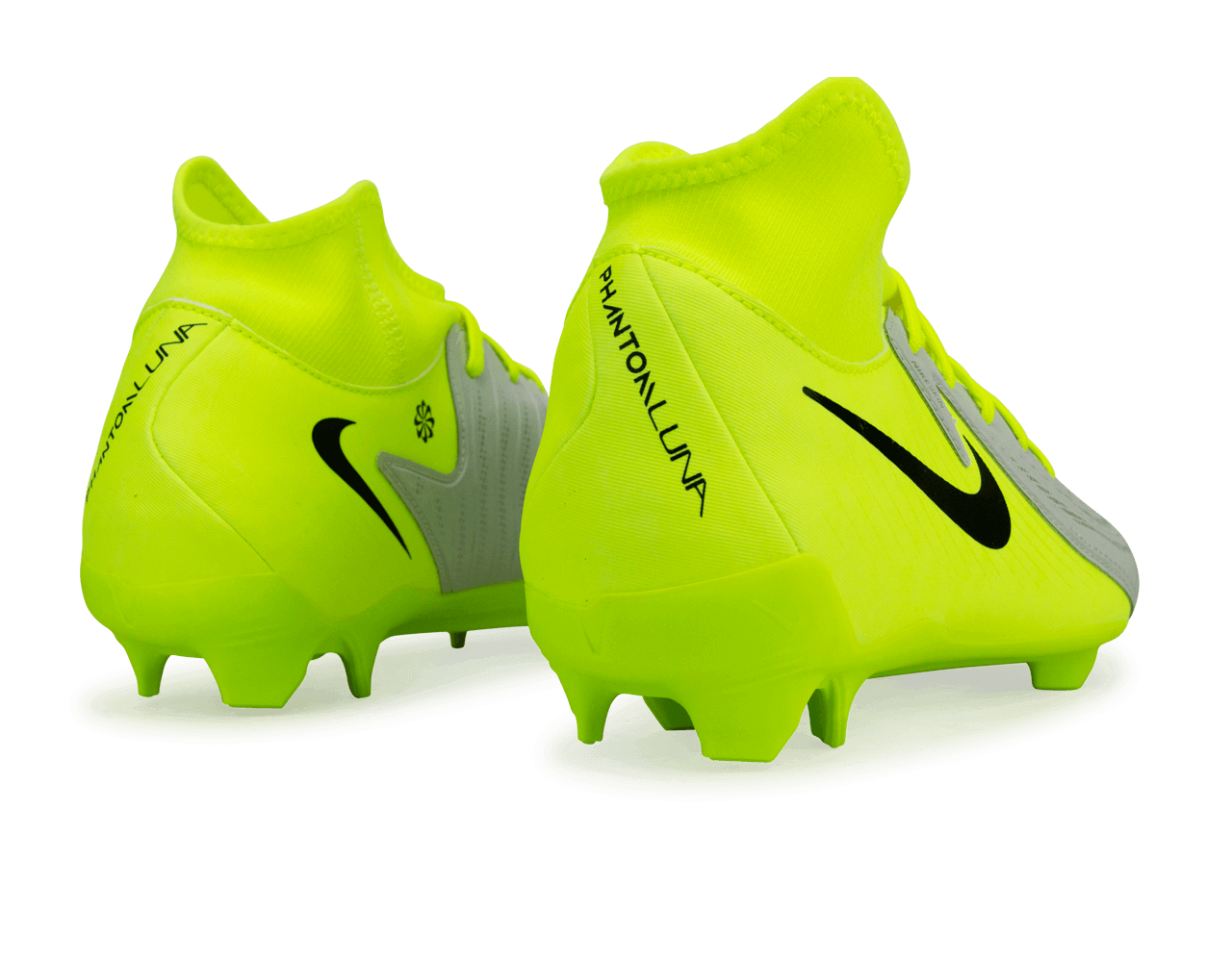 Nike Men's Phantom Luna II Academy FG/MG Silver/Black/Volt Rear
