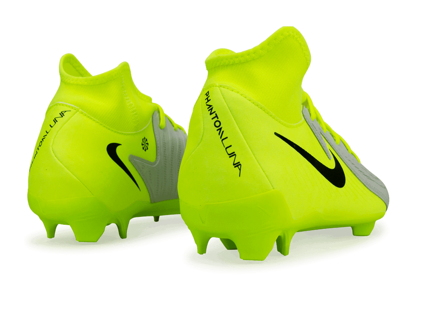 Nike Men's Phantom Luna II Academy FG/MG Silver/Black/Volt Rear