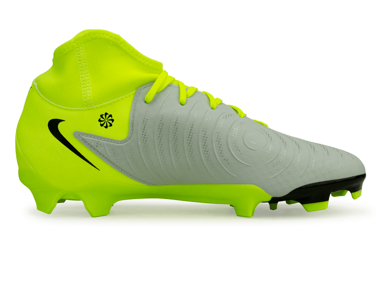 Nike Men's Phantom Luna II Academy FG/MG Silver/Black/Volt Side
