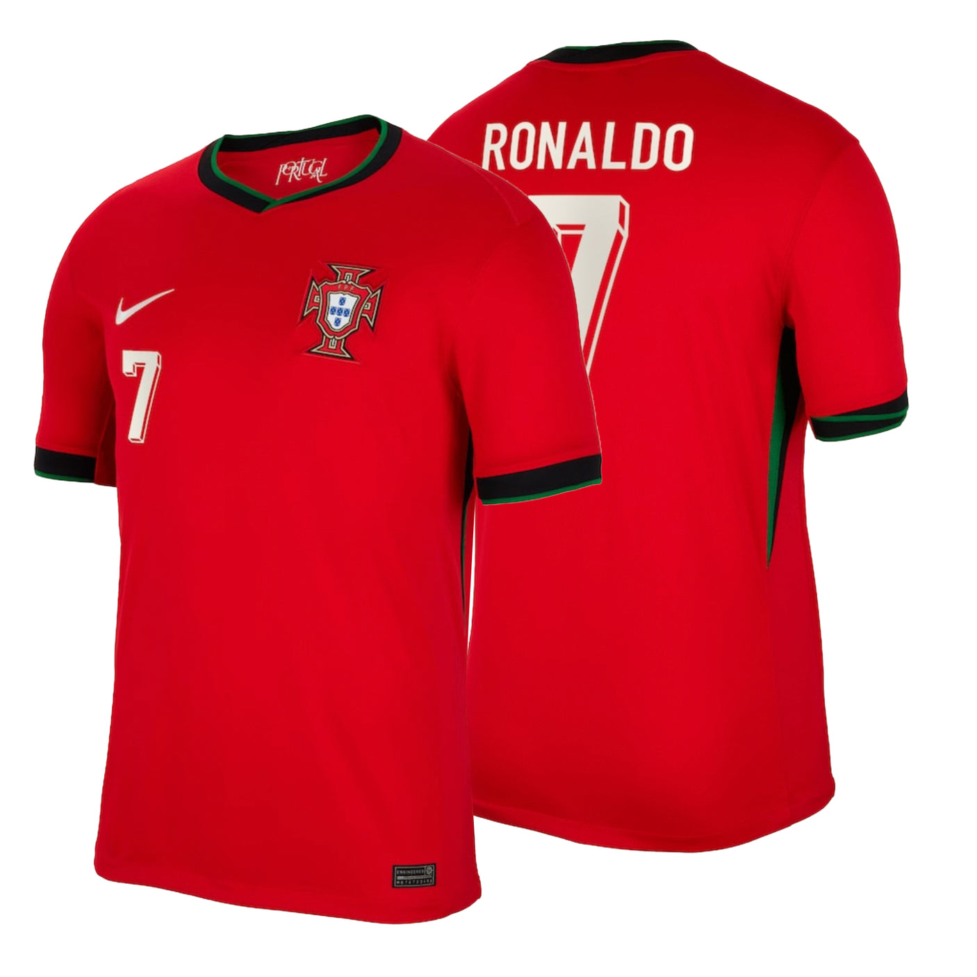 Nike Men's Portugal 2024/25 Home Jersey w/ Ronaldo #7 Printing Both