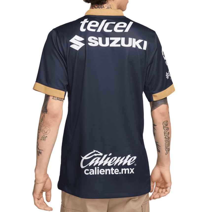 Nike Men's Pumas UNAM 2024/25 Away Jersey Obsidian/Truly Gold/White Back