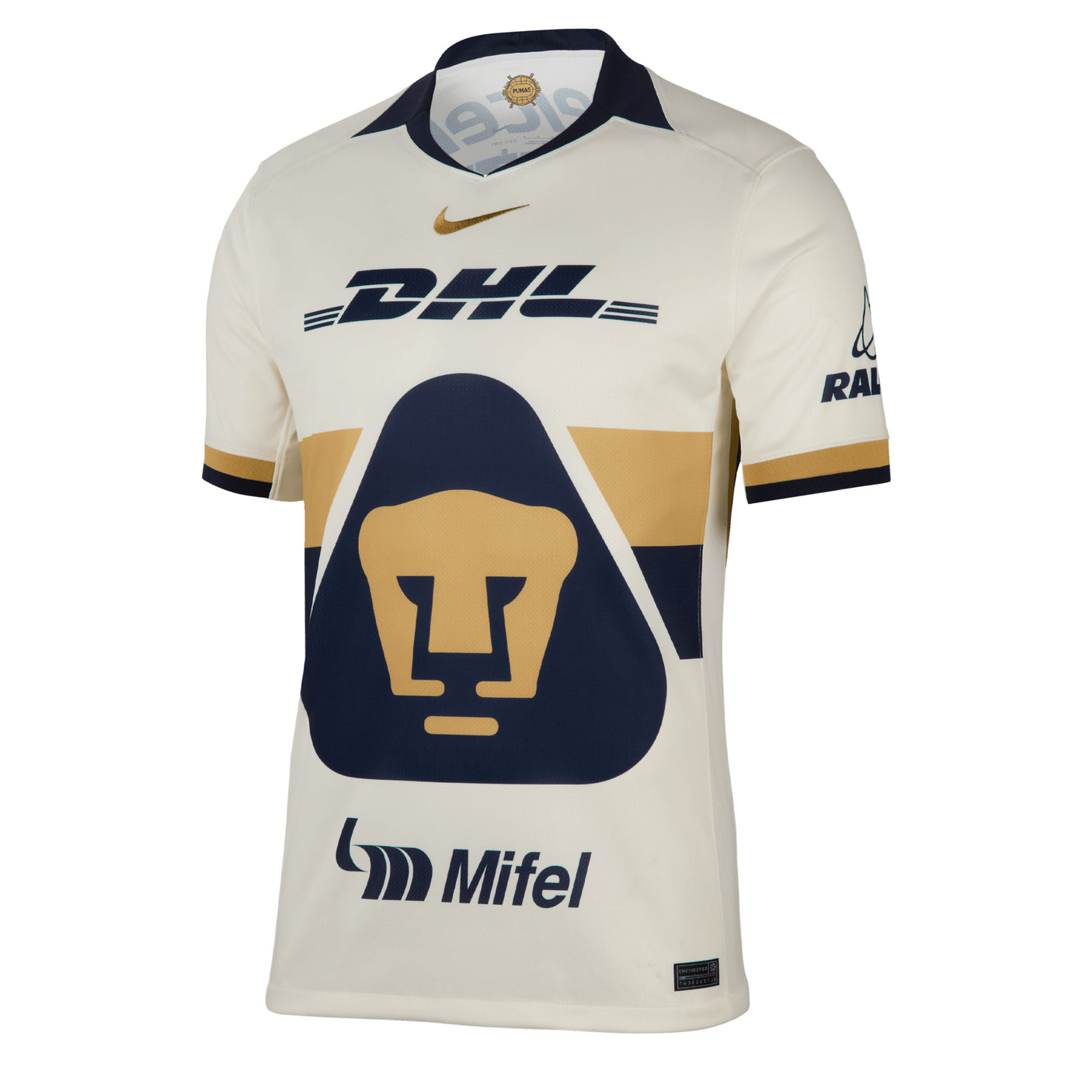 Nike Men's Pumas UNAM 2025/26 Home Jersey Sail/Obsidian/Club Gold Front