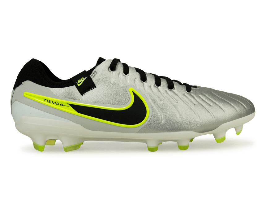 Nike Men's Tiempo Legend 10 Pro FG Metallic Silver/Black Volt