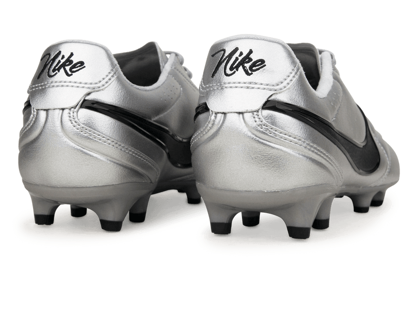 Nike Men's Tiempo Ligera Pro FG Soccer Cleats Metallic Silver/Black Heel