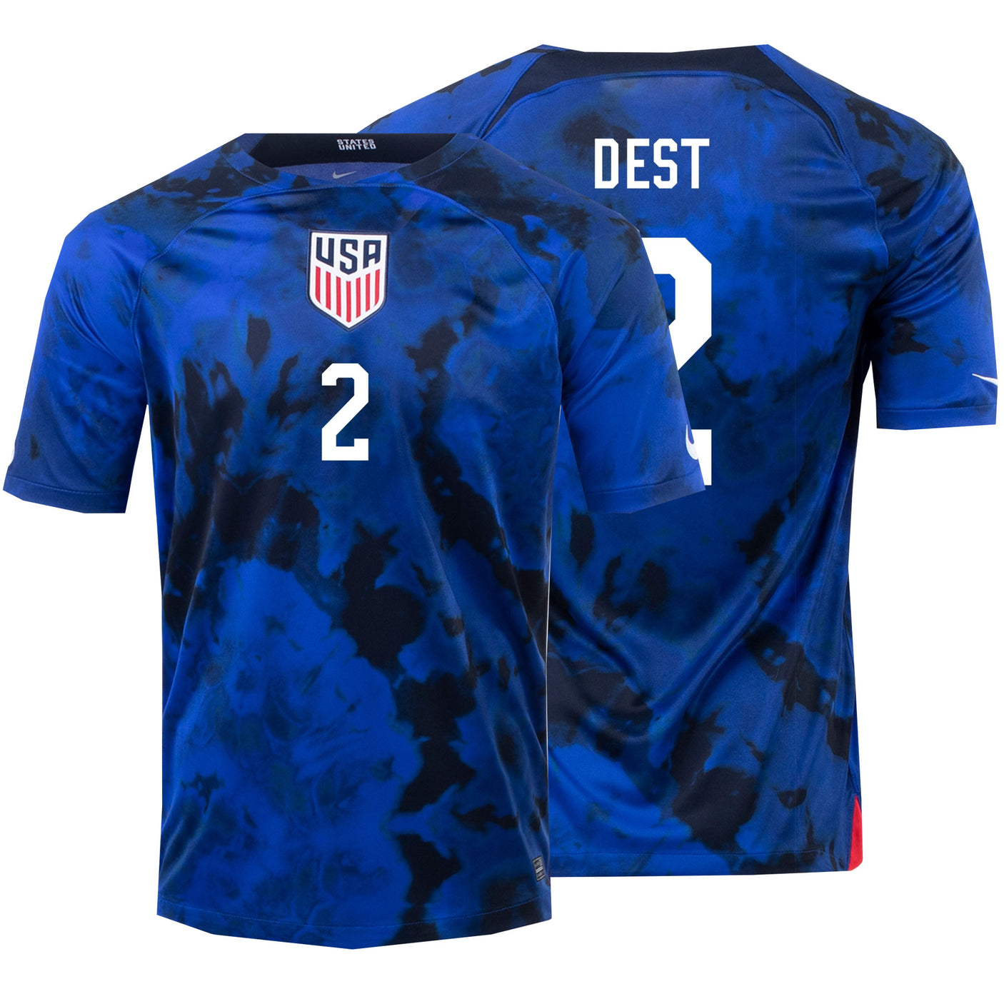 Nike Men's USA 2022/23 Away Jersey w/ Dest #2 Printing Both