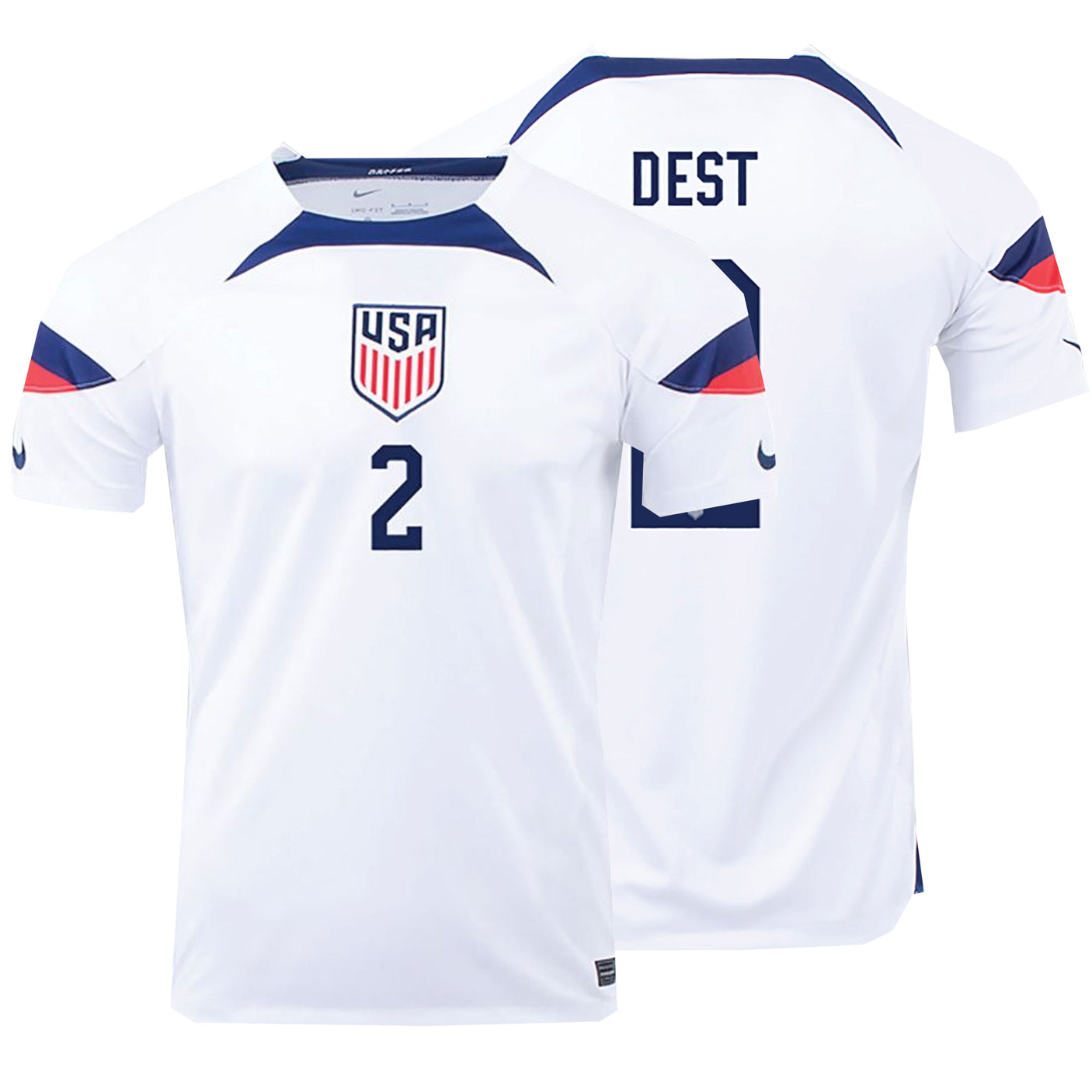Nike Men's USA 2022/23 Home Jersey w/ Dest #2 Printing Both