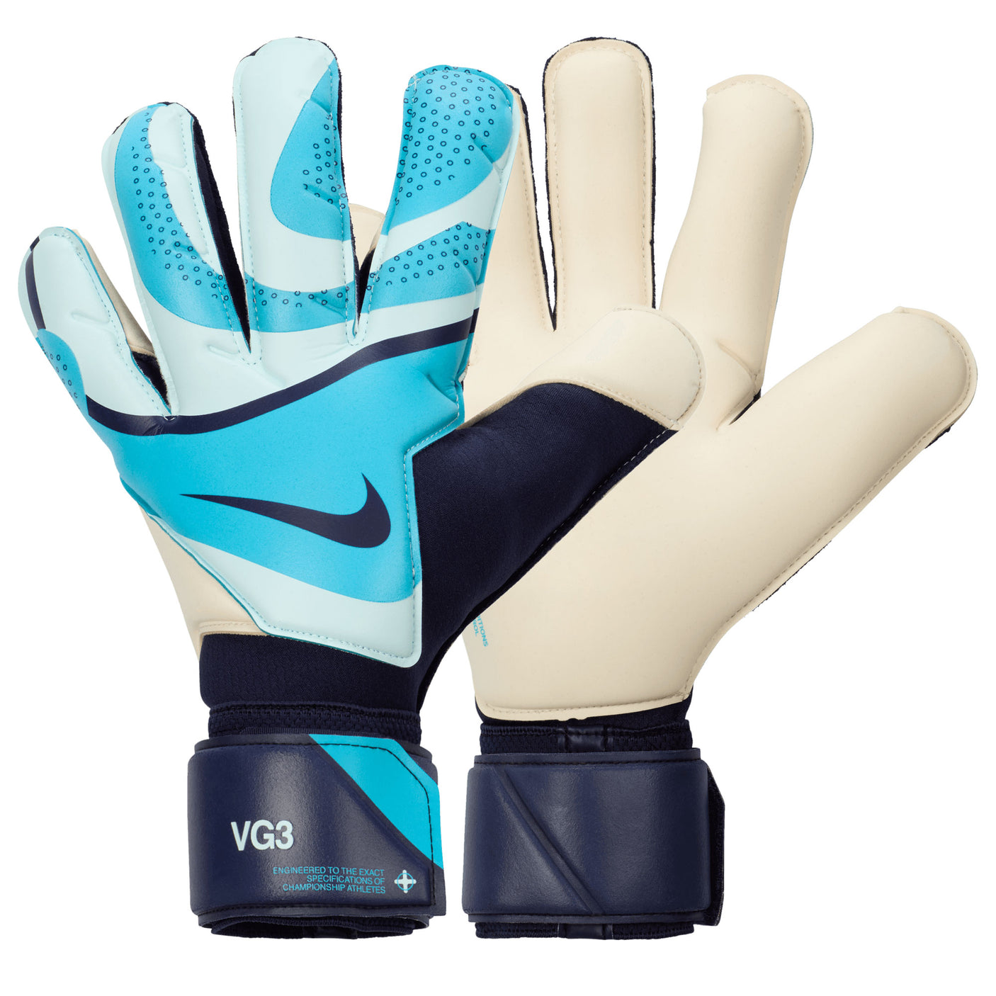 Nike Men's Vapor Grip 3 Goalkeeper Gloves Glacier Blue/Blackened Blue Both