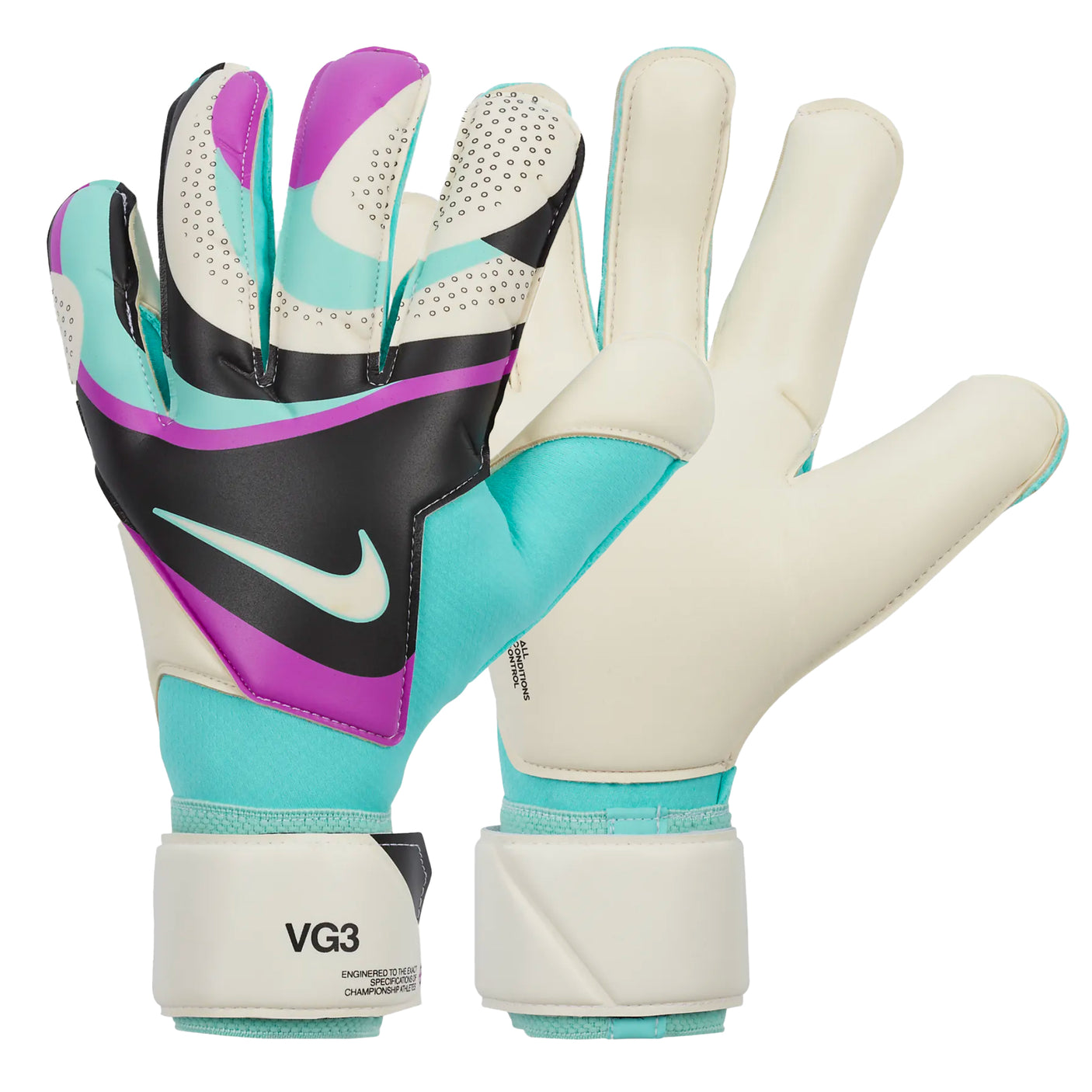 Nike Men's Vapor Grip 3 Goalkeeper Gloves White/Purple Both