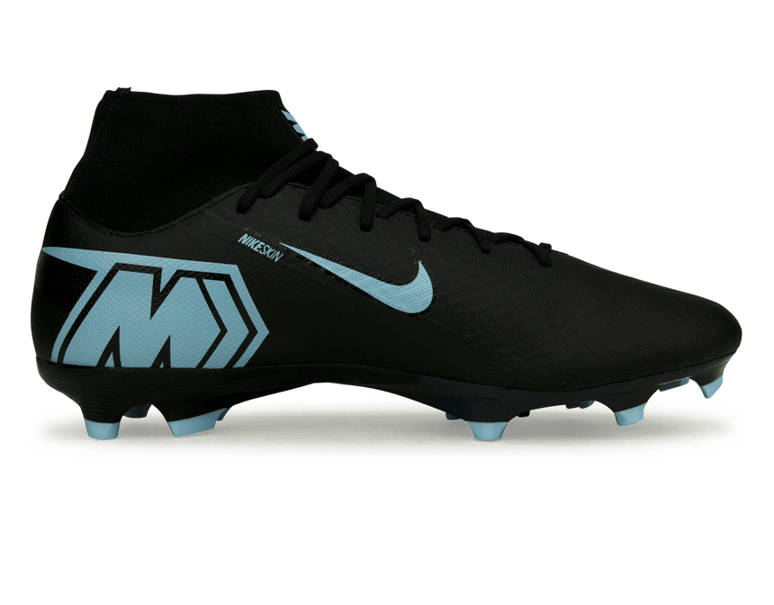 Nike Men's Zoom Mercurial Superfly 10 Academy FG/MG Black/Ice Blue Side