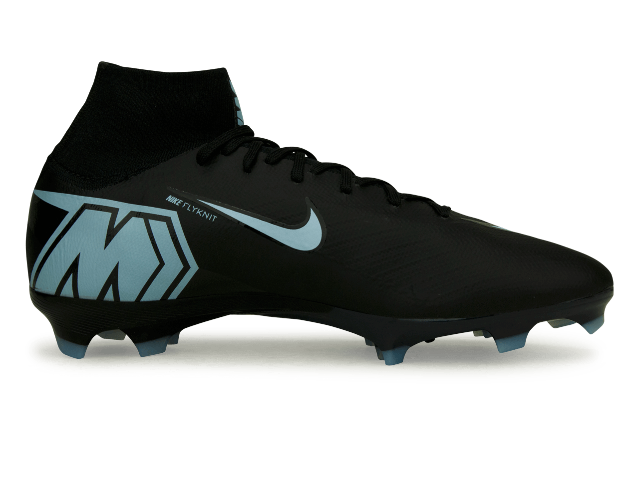 Nike Men's Zoom Mercurial Superfly 10 Pro FG Black/Ice Blue Side