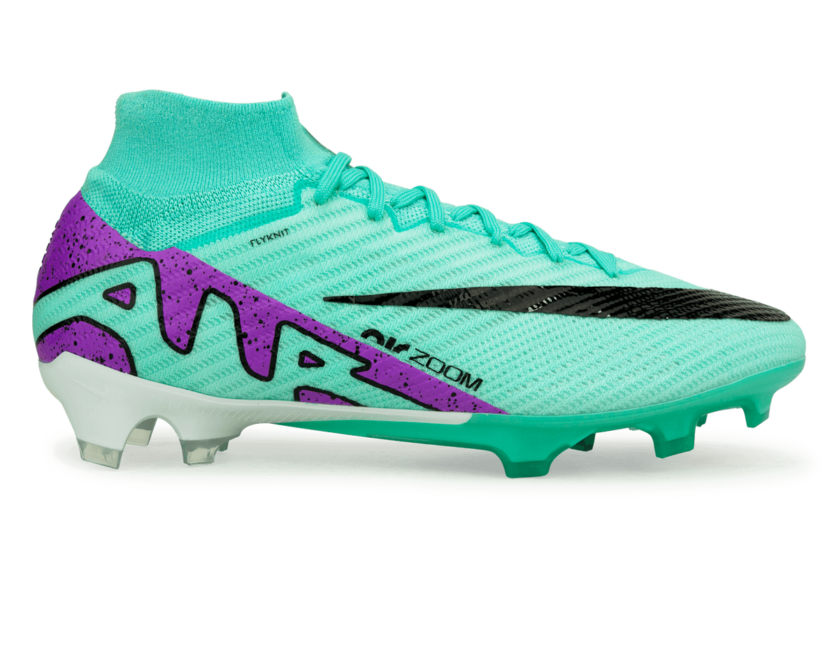 Nike Men's Zoom Mercurial Superfly 9 Elite FG Turquoise/Black/Purple â Azteca Soccer