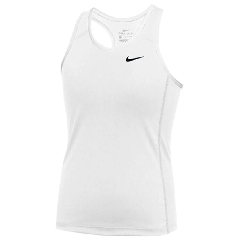 Nike Women's Dry Tank Running Sleeveless Singlet Shirt White Front