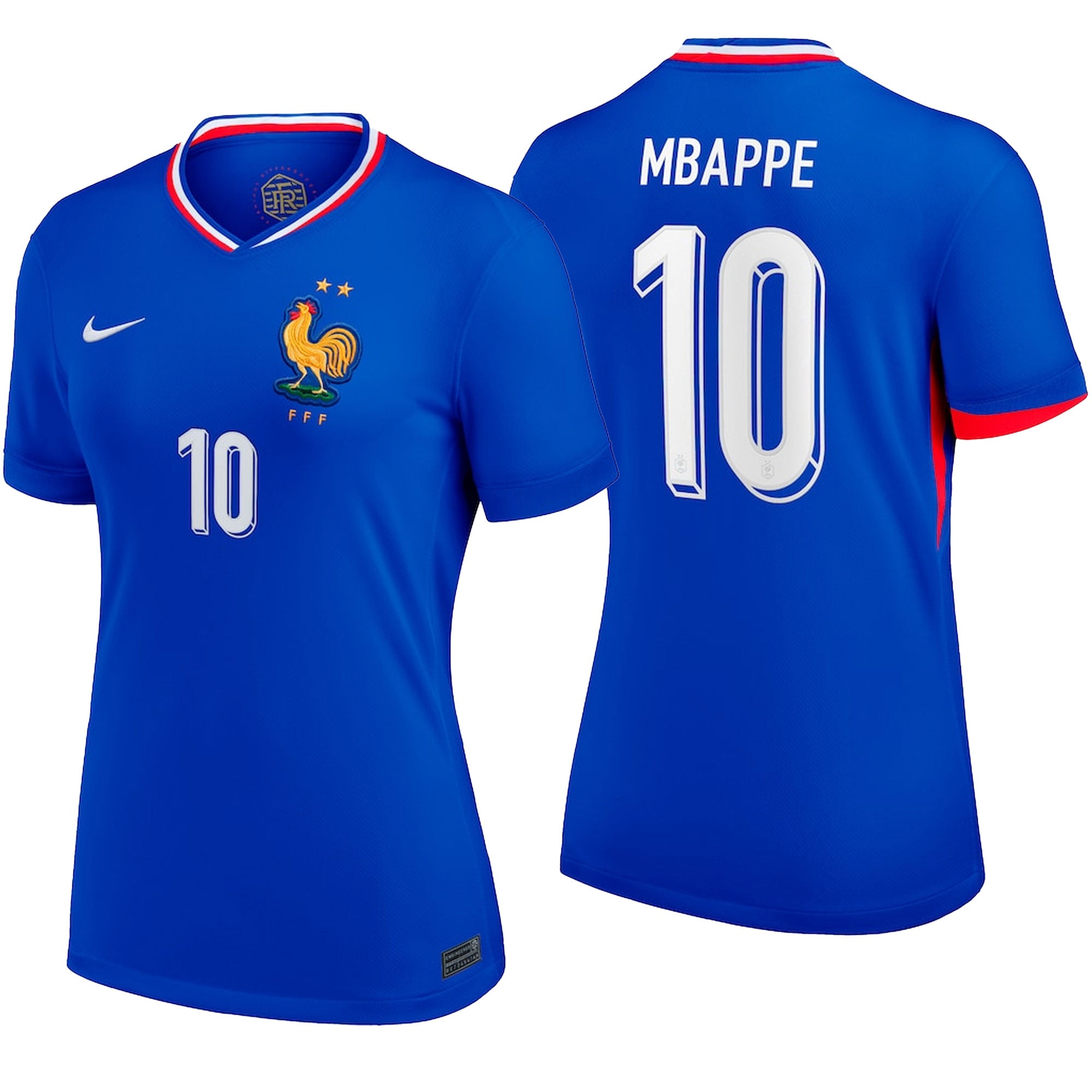 Nike France Women's Home Stadium 2024/25 Soccer Jersey w/ Mbappe