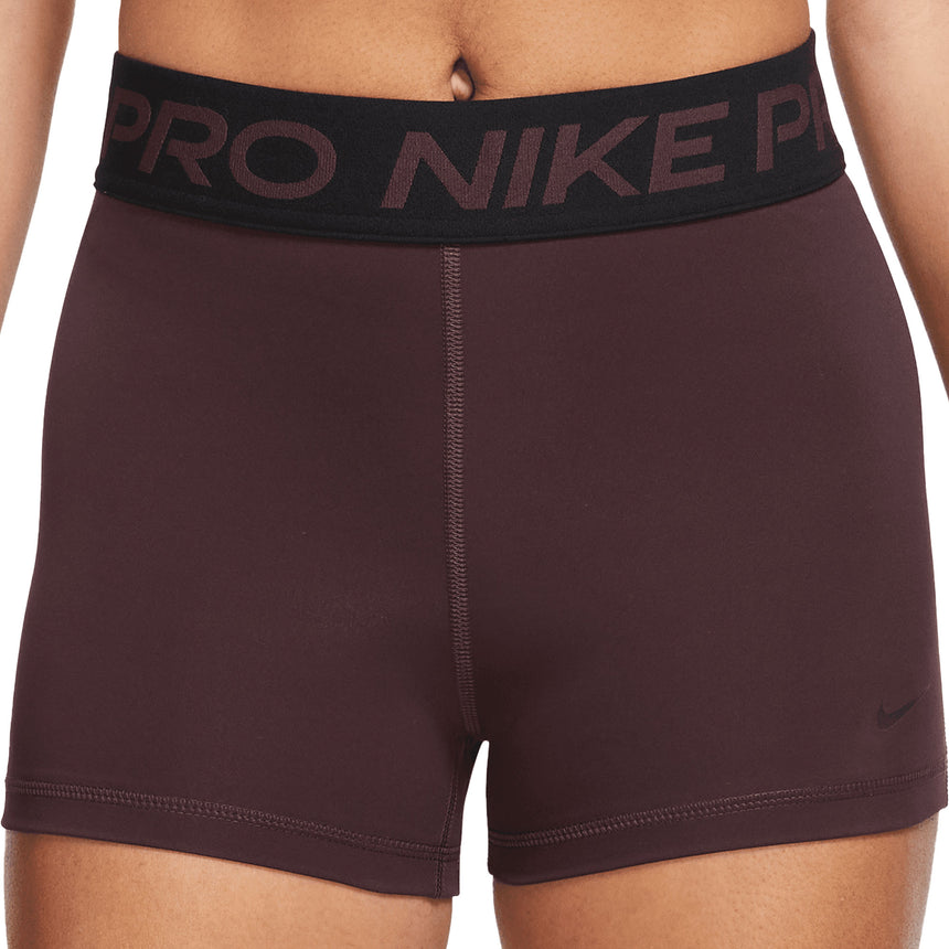 Nike Women's Pro 3" Short Burgundy/Black Front