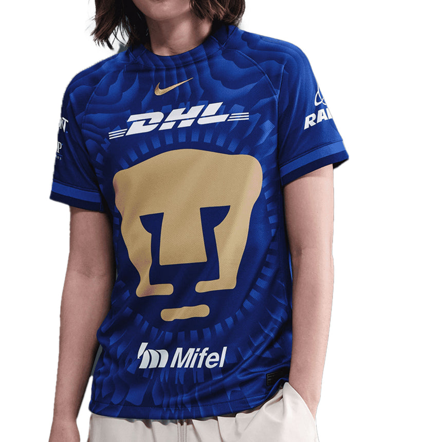 Nike Women's Pumas UNAM 2025/26 Away Jersey Royal/White/Gold Front