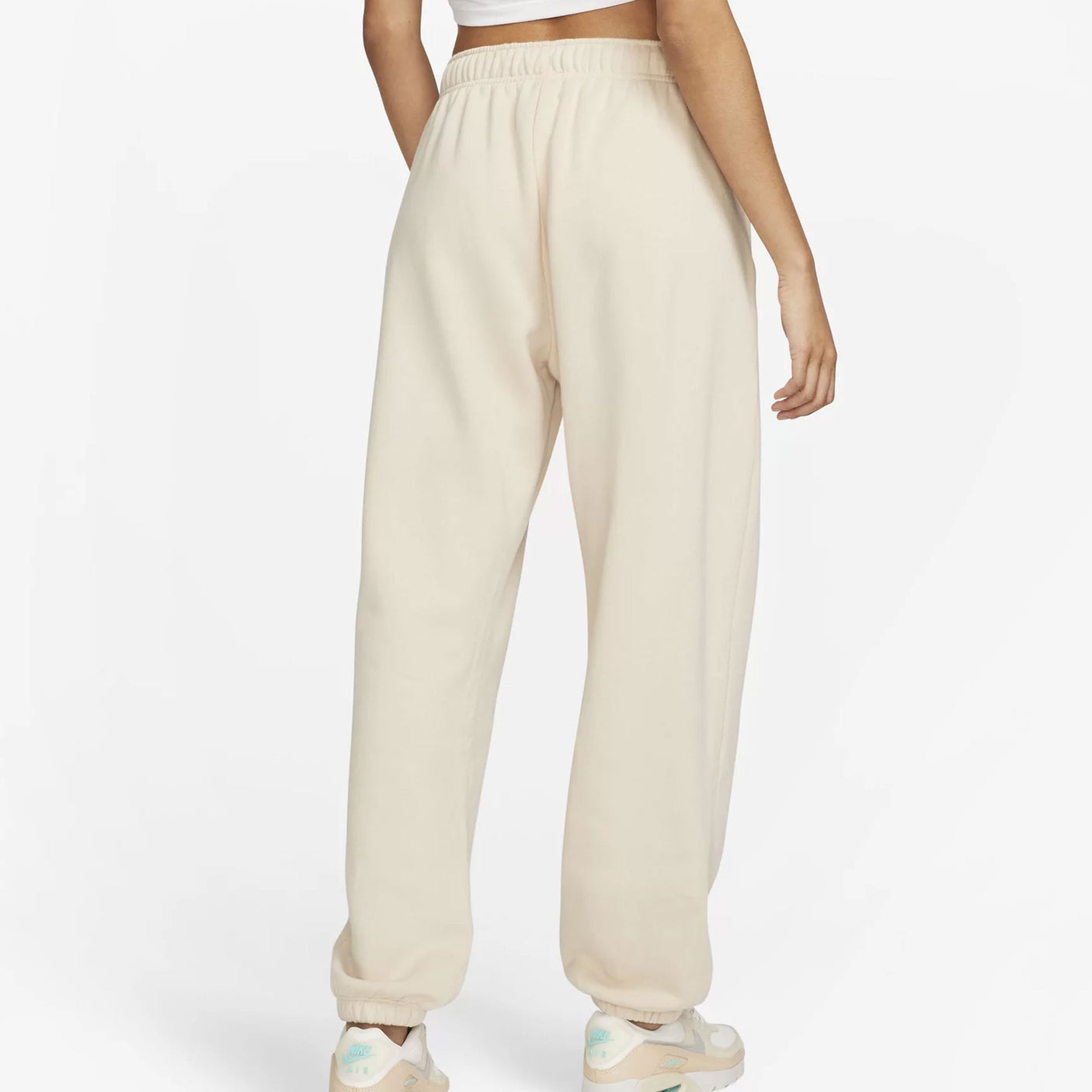 Nike Women's Sportswear Club Fleece Oversized Sweatpants Sanddrift/White Back
