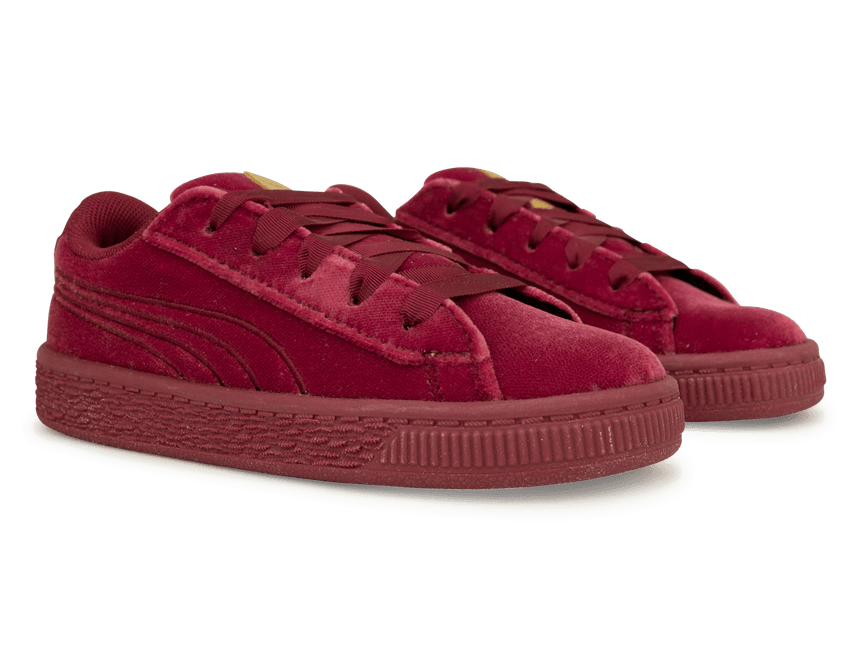 PUMA Kids Basket Classic Velour Red/Gold Together