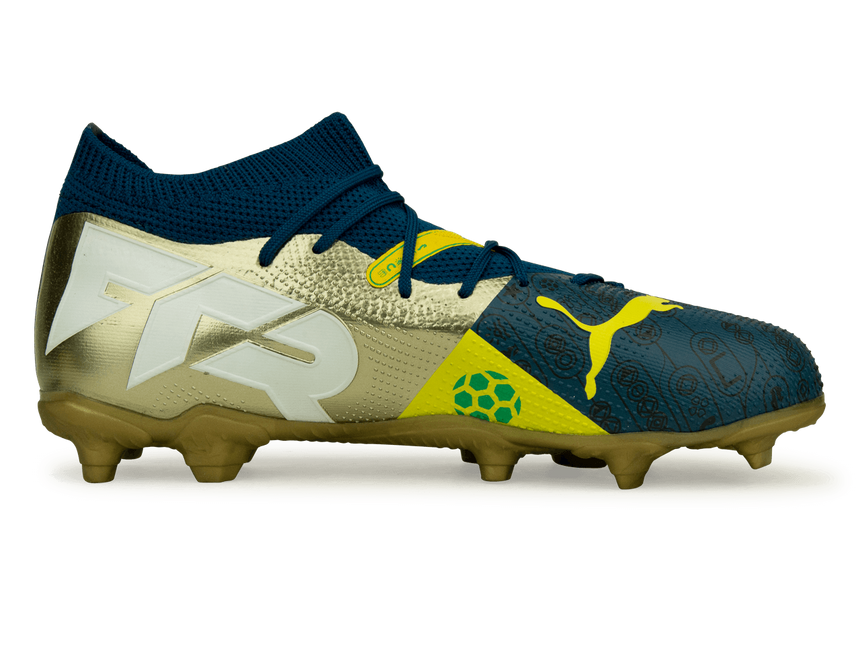 PUMA x Neymar JR Kids Future 7 Match BNA FG/AG Blue/Yellow/Green Gold Side