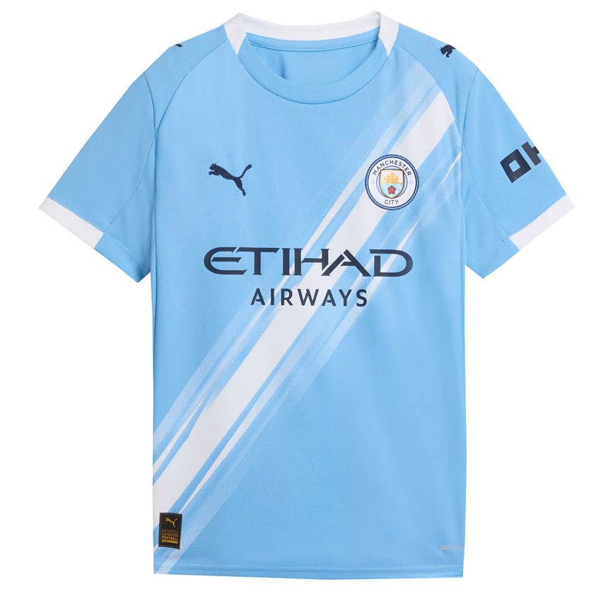 PUMA Kids Manchester City 2025/26 Home Jersey w/ Haaland #9 Printing Front