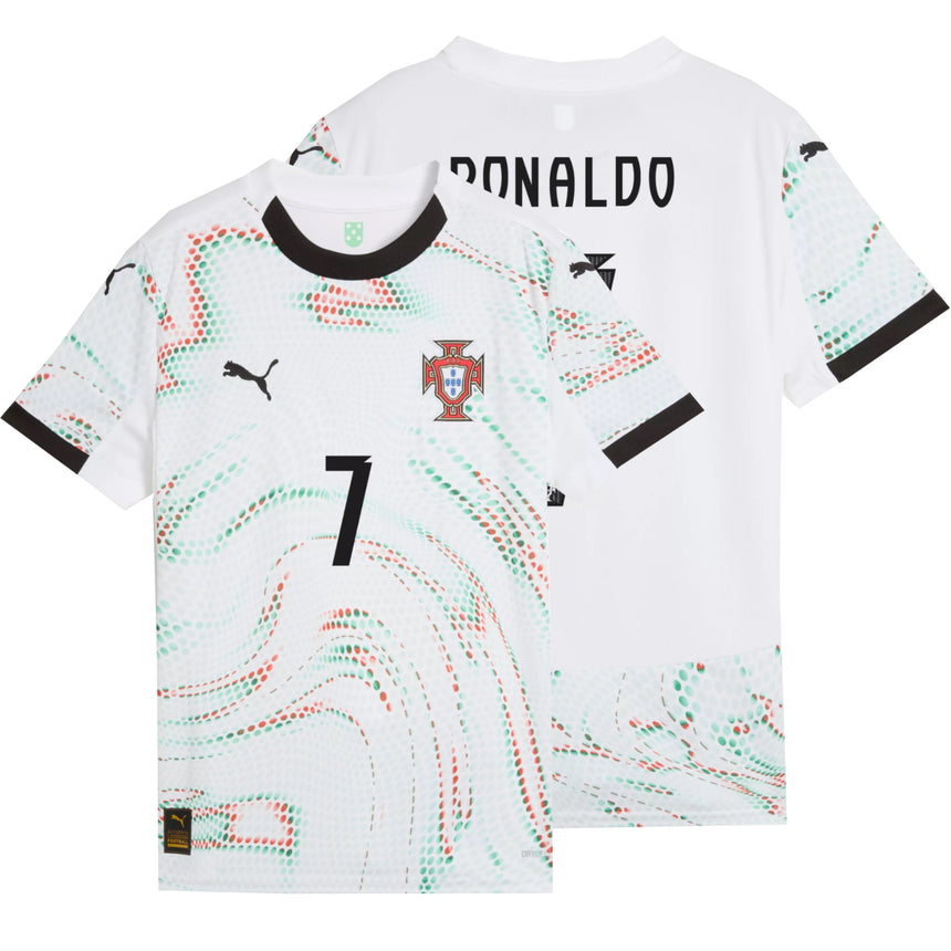 PUMA Kids Portugal 2025/26 Away Jersey w/ Ronaldo #7 Printing Both