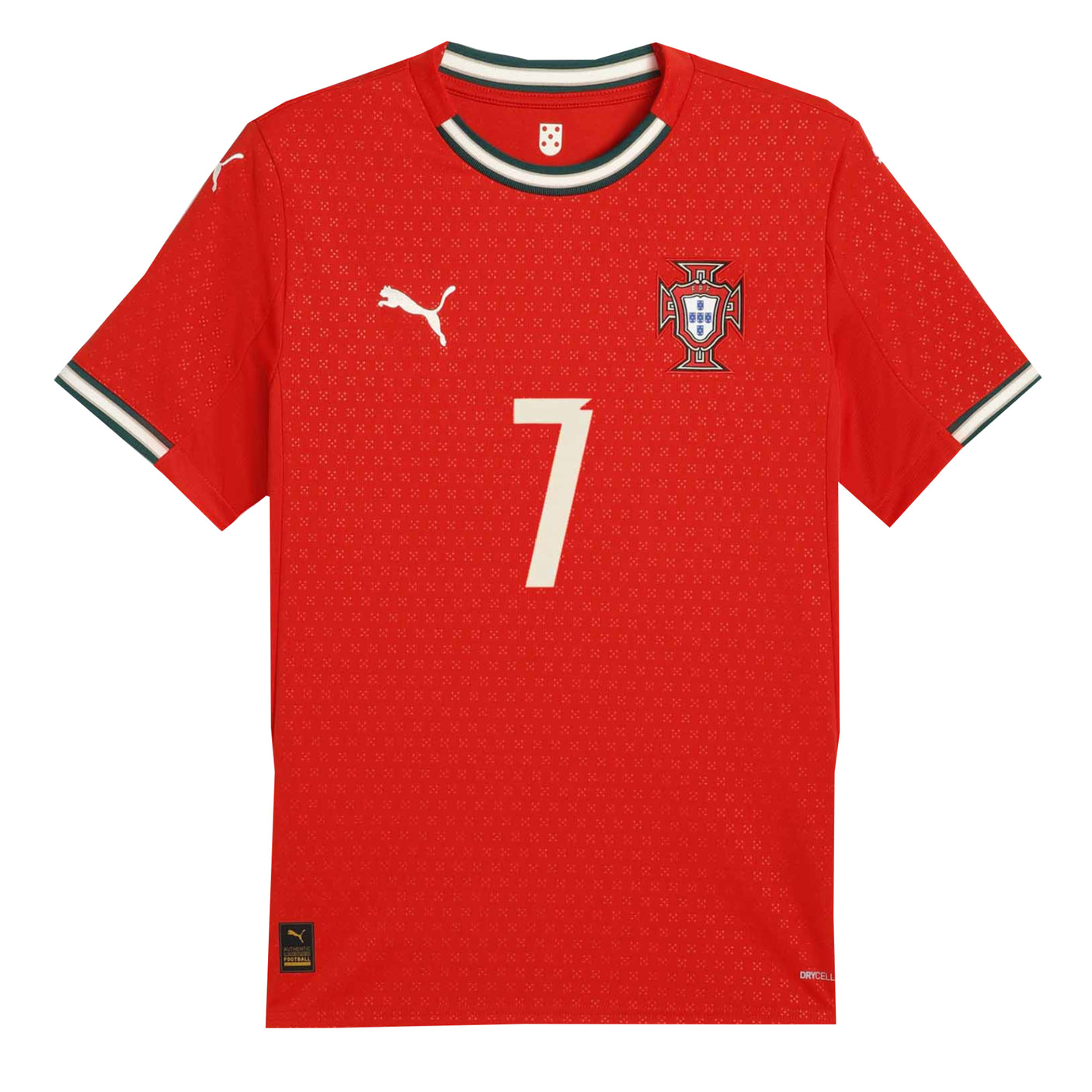 PUMA Kids Portugal 2025/26 Home Jersey w/ Ronaldo #7 Printing Front