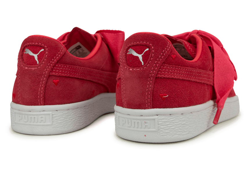 PUMA Kids Suede Heart Valentine JR Pink/White Rear