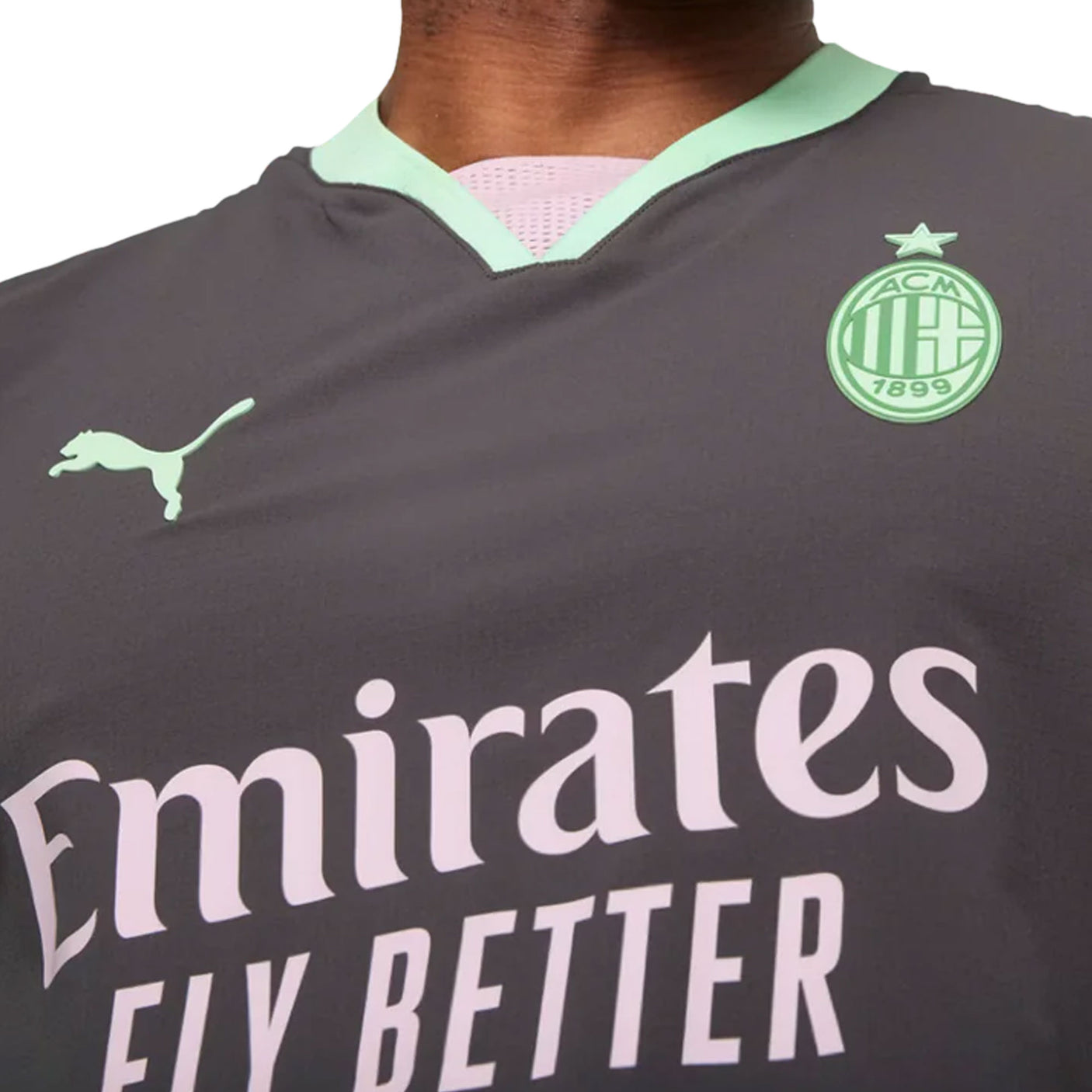 PUMA Men's AC Milan 2024/25 Authentic Third Jersey Shadow Grey/Fresh Mint Crest