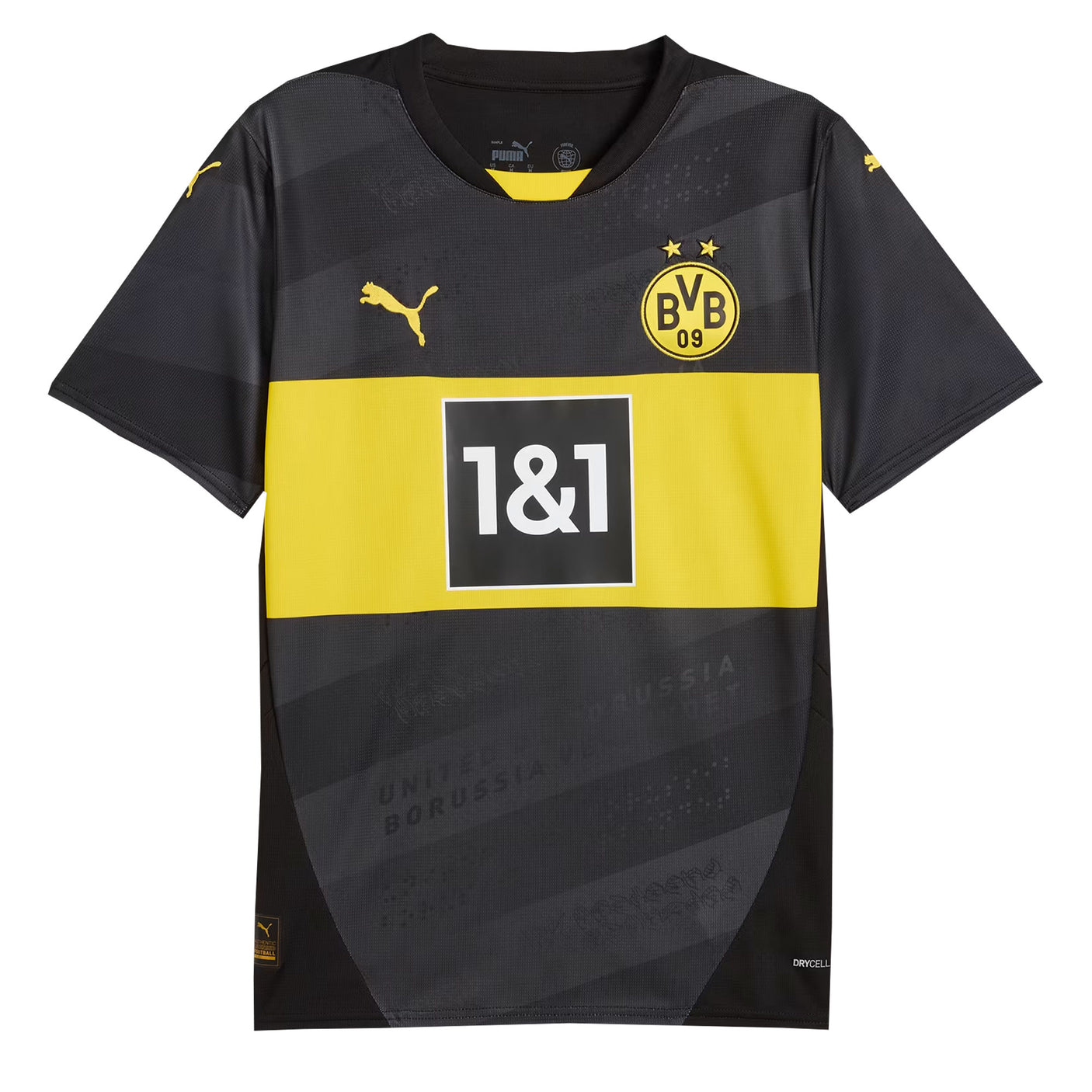 PUMA Men's Borussia Dortmund 2024/25 Away Jersey Black/Faster Yellow Front