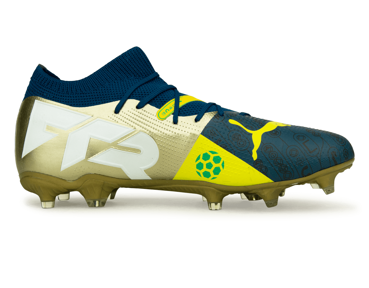 PUMA x Neymar JR Men's Future 7 Match BNA FG/AG Blue/Yellow/Green Gold Side