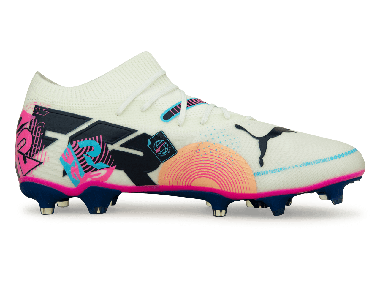 PUMA Men's Future 7 Match Volume Up FG/AG White/Luminous Blue Side