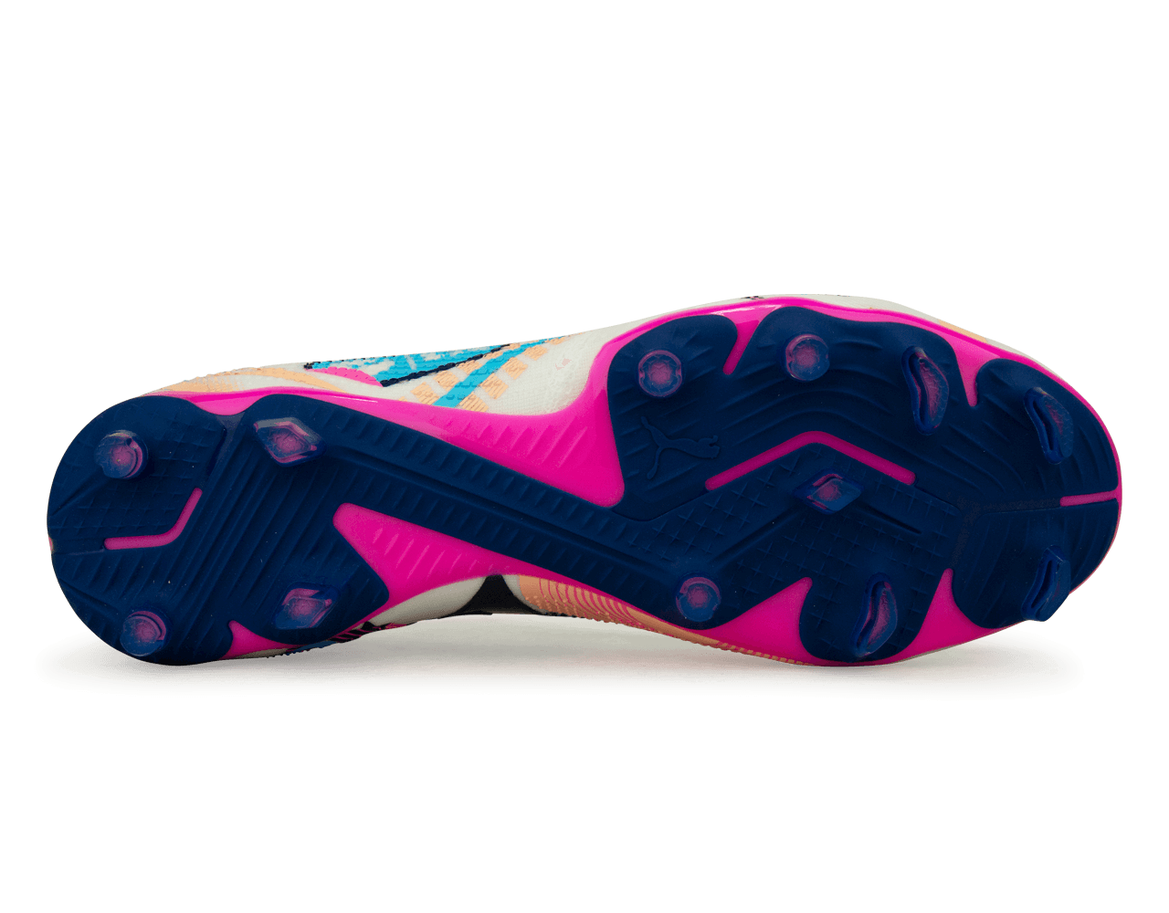 PUMA Men's Future 7 Match Volume Up FG/AG White/Luminous Blue Sole