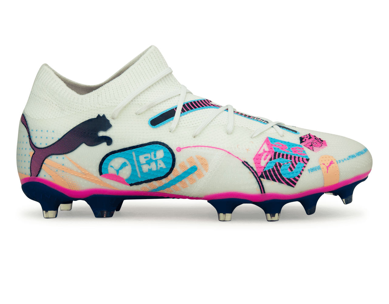 PUMA Men's Future 7 Match Volume Up FG/AG White/Luminous Blue