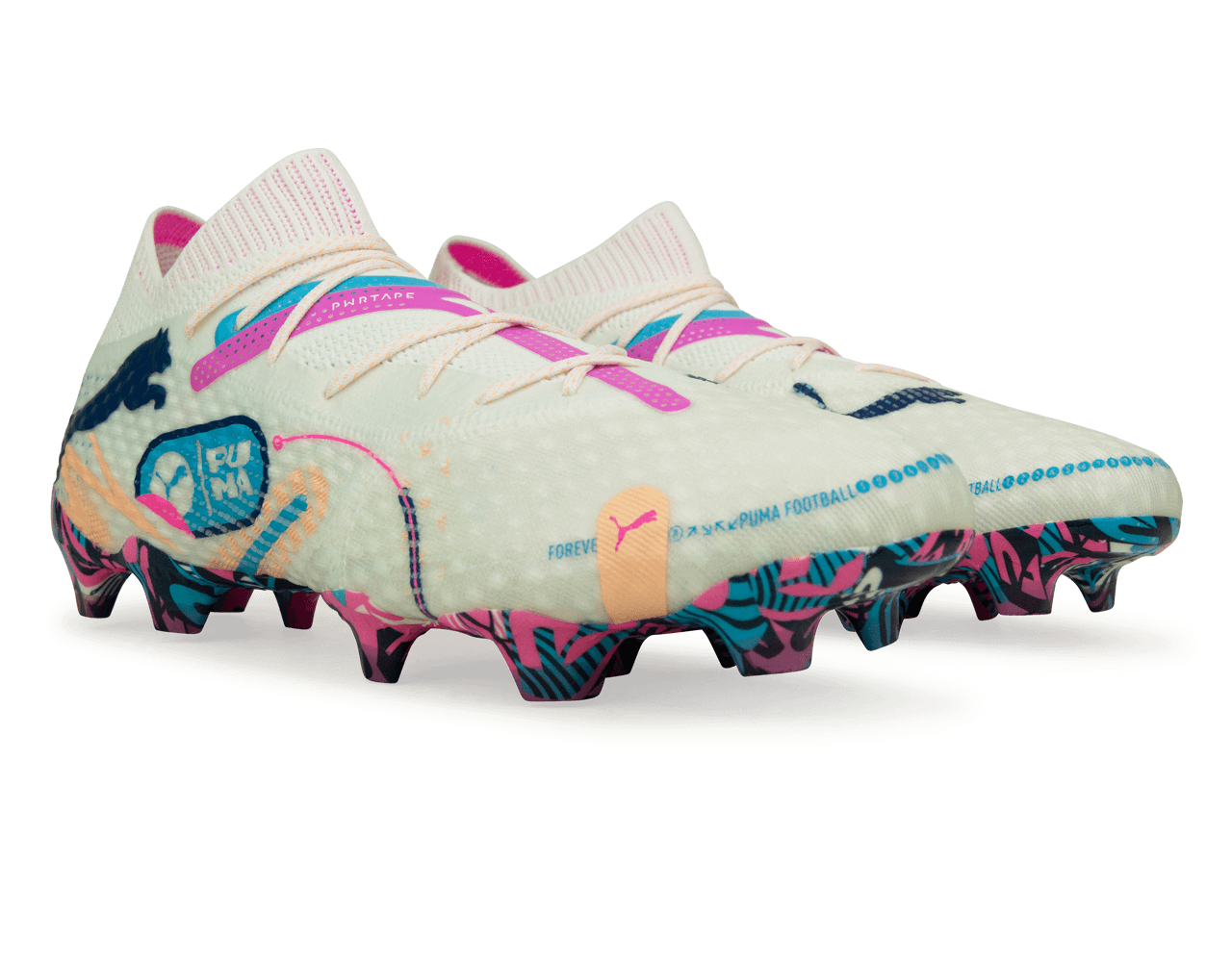 PUMA Men's Future 7 Ultimate Volume Up FG/AG White/Luminous Blue Together