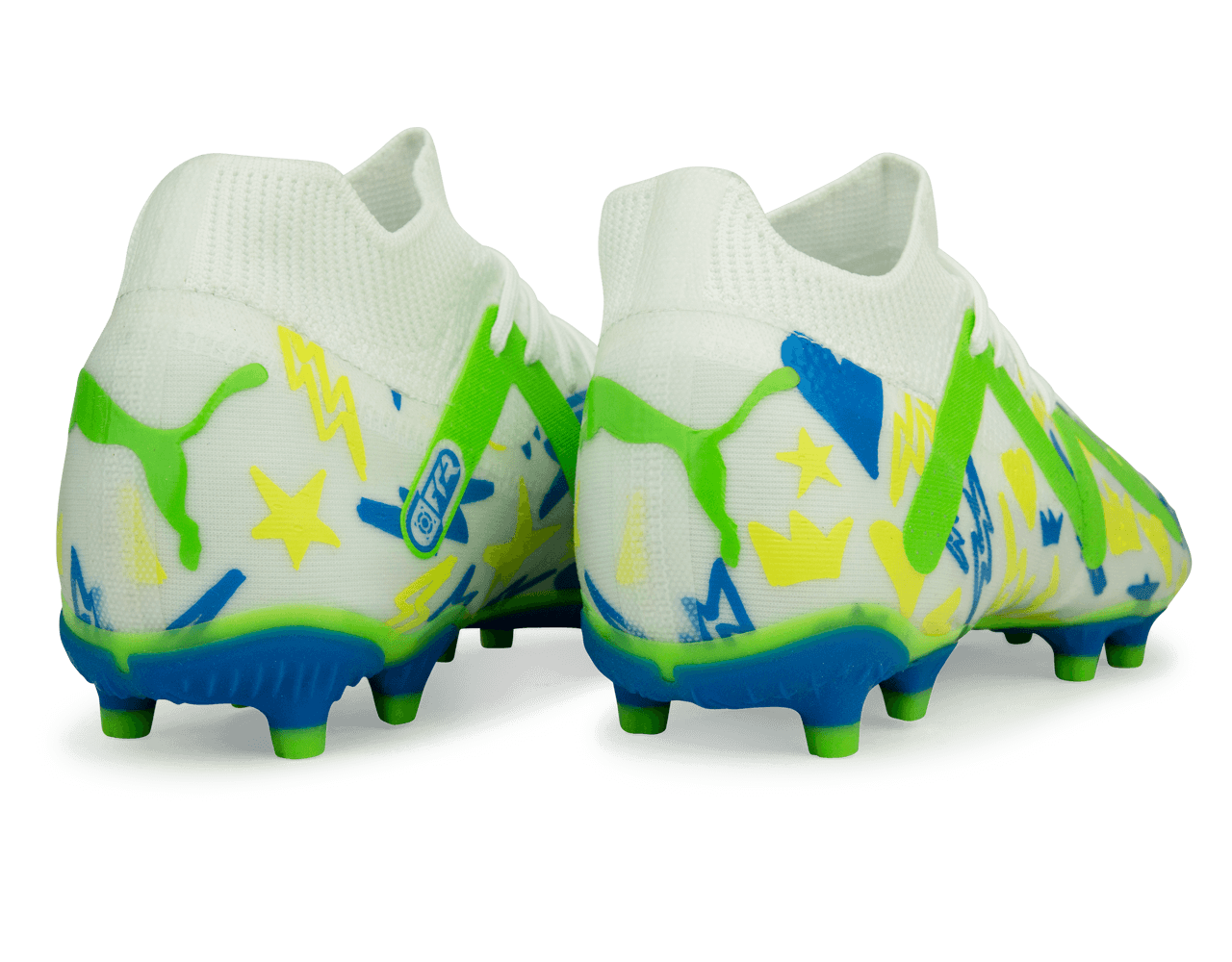 PUMA Men's Future Match x Neymar FG/AG White/Blue/Lemon Rear