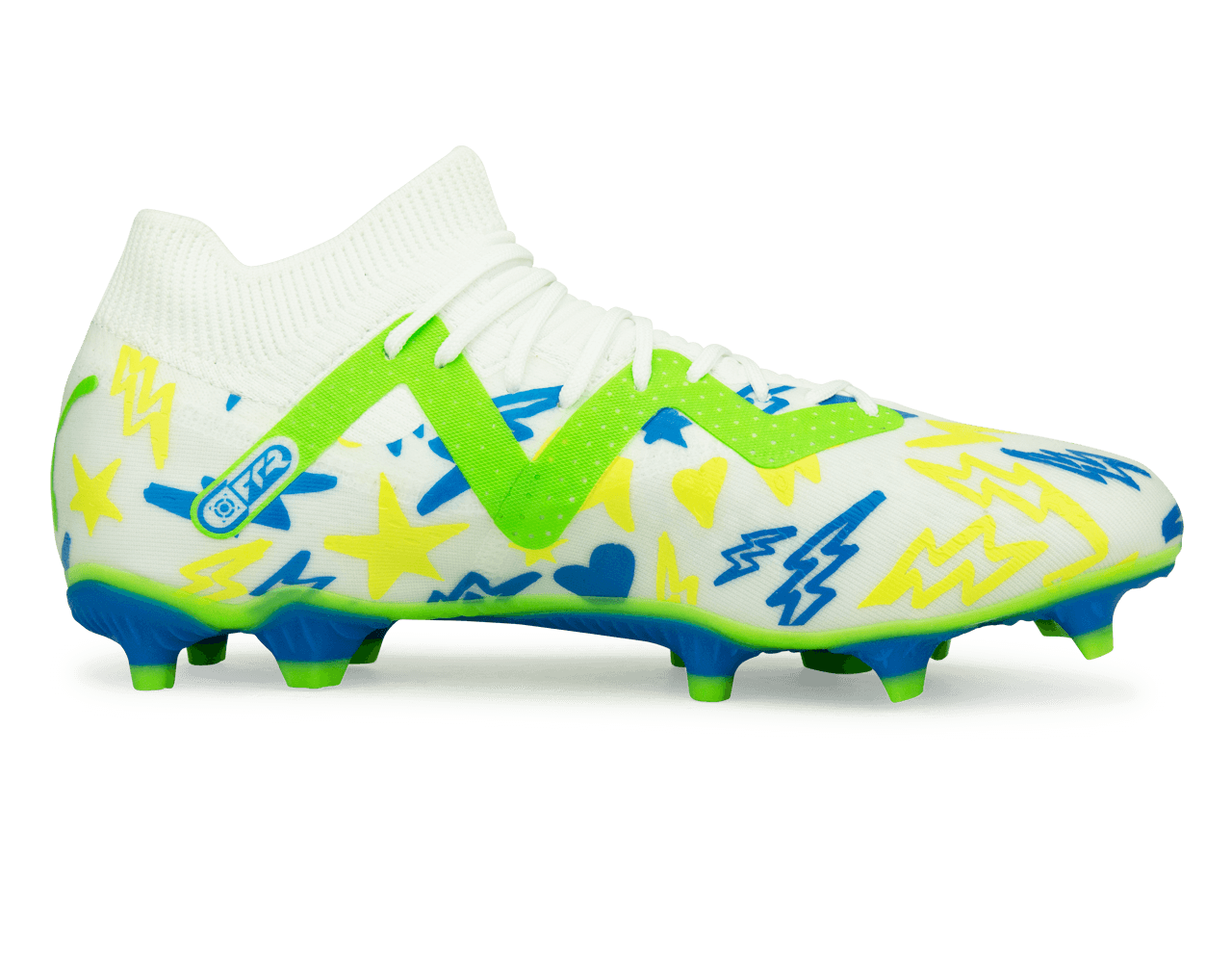 PUMA Men's Future Match x Neymar FG/AG White/Blue/Lemon Side