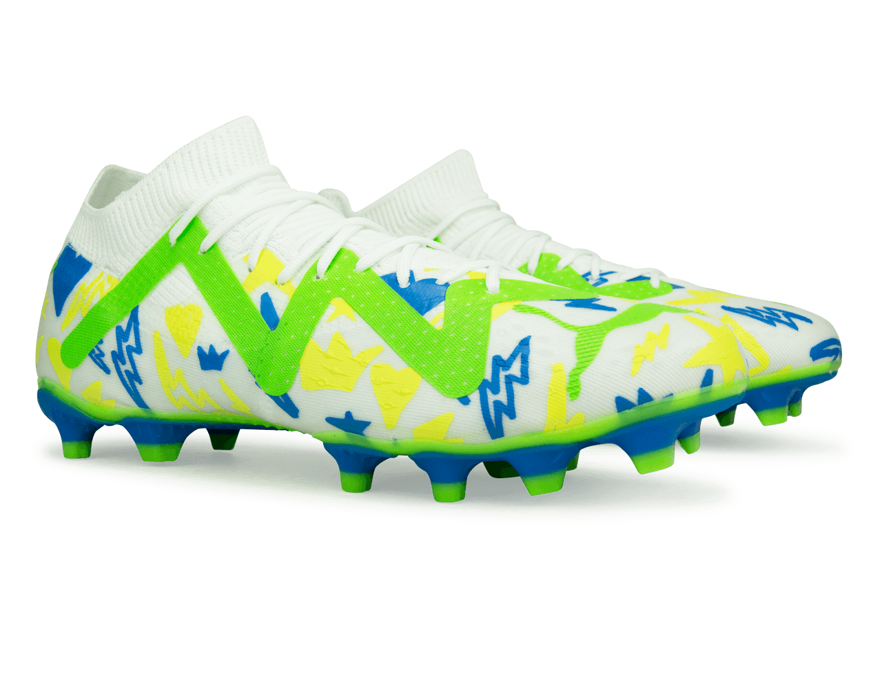 PUMA Men's Future Match x Neymar FG/AG White/Blue/Lemon Together
