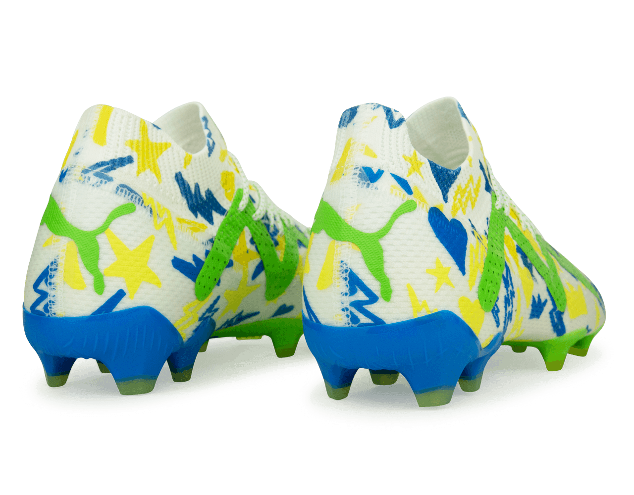 PUMA Men's Future Ultimate x Neymar FG/AG White/Blue/Lemon Rear