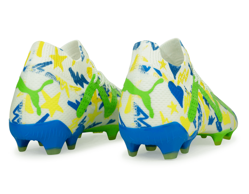 PUMA Men's Future Ultimate x Neymar FG/AG White/Blue/Lemon Rear