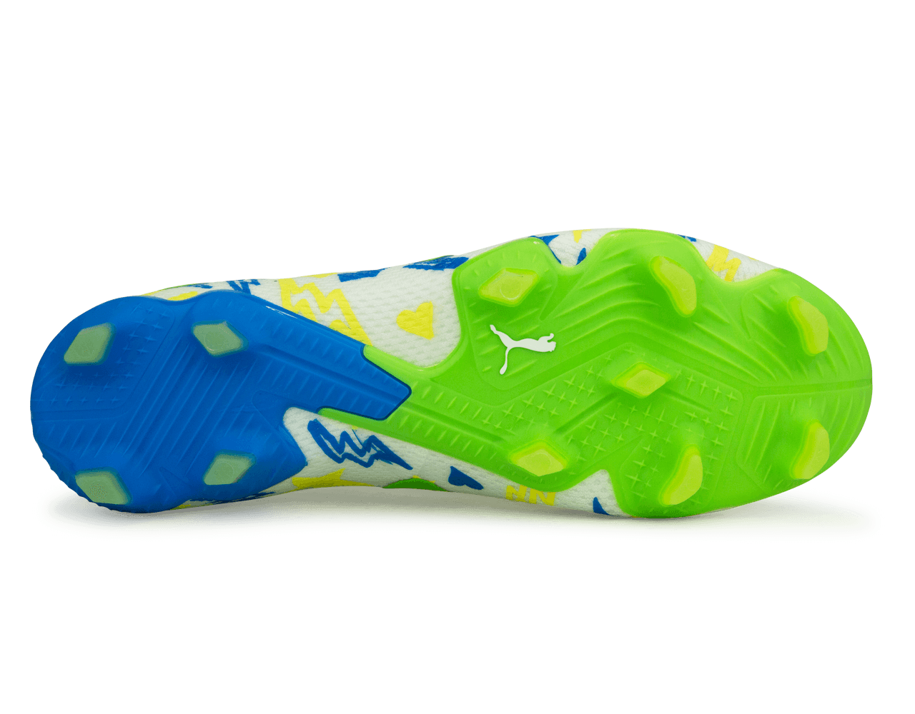 PUMA Men's Future Ultimate x Neymar FG/AG White/Blue/Lemon Sole