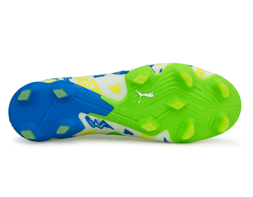 PUMA Men's Future Ultimate x Neymar FG/AG White/Blue/Lemon Sole