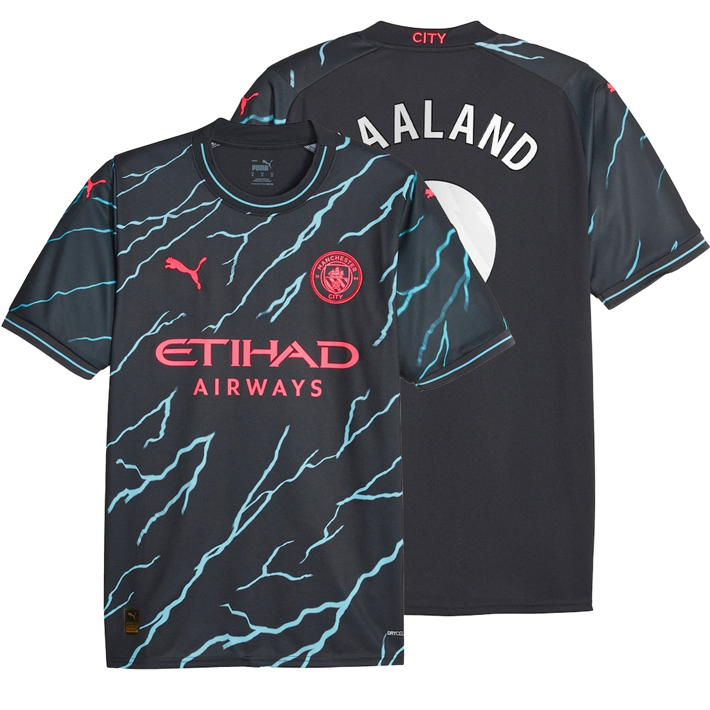 PUMA Men's Manchester City 2023/24 Third Jersey w/ Haaland #9 Printing Both