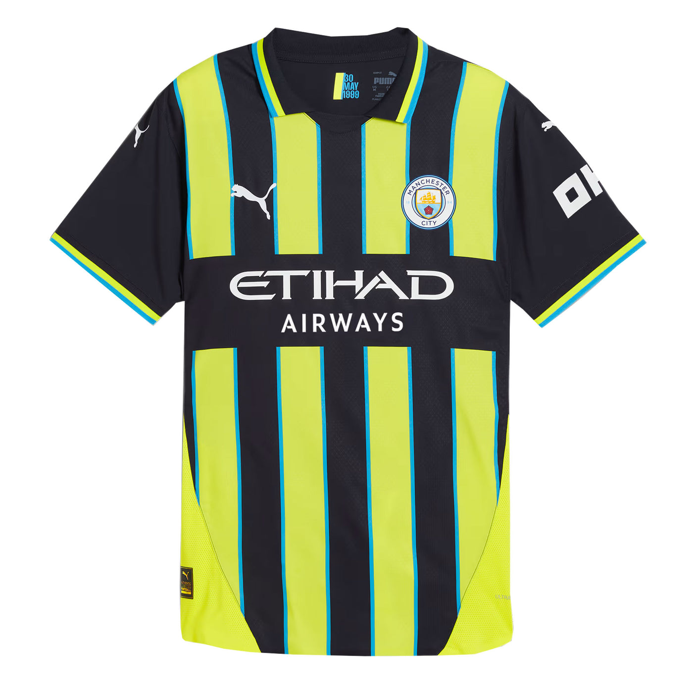 PUMA Men's Manchester City 2024/25 Authentic Away Jersey Yellow Glow/Navy Front